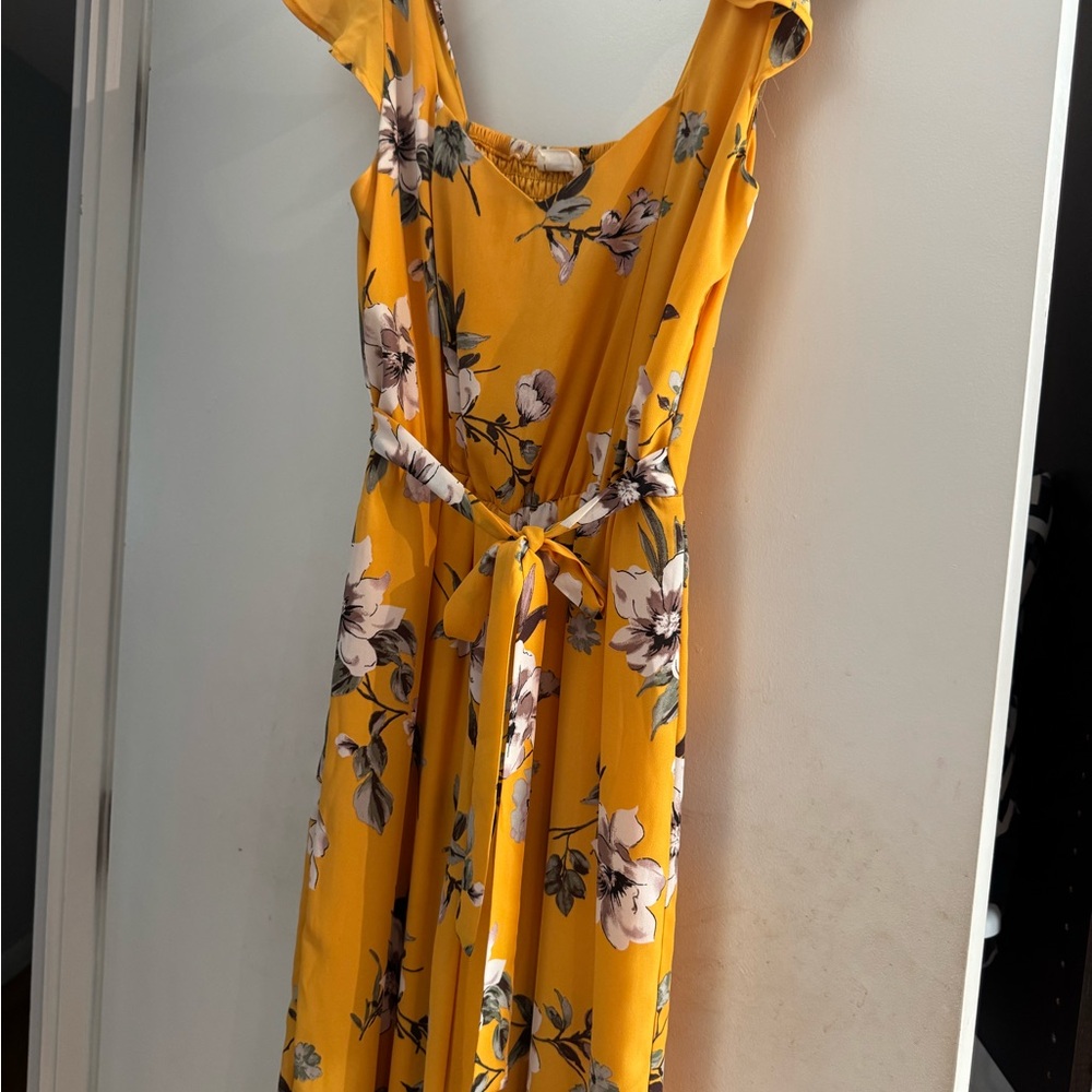 Sienna Sky Yellow Maxi Dress Ruffled Wrap Tie Front